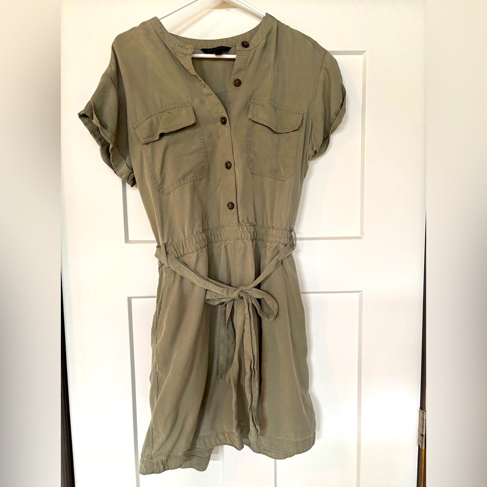 Khaki/green Banana Republic are Button-Up Dress with Belt